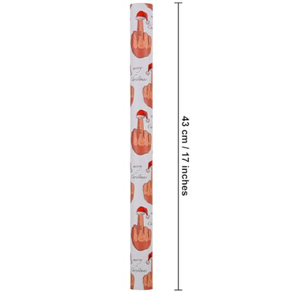 Sikiweiter Funny Christmas Wrapping Paper Roll- 17" x 16.5 Feet - Middle Finger Santa Hat Funny Christmas Gift Wrap for Men Women(Christmas) - color: Funny Christmas