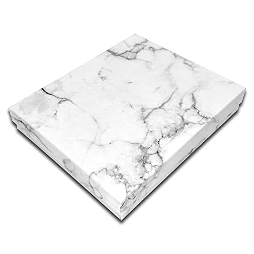 TheDisplayGuys 25 Cardboard Gift Jewelry Boxes w/Paddings #65-6.0x5.0x1 - color: Marble White