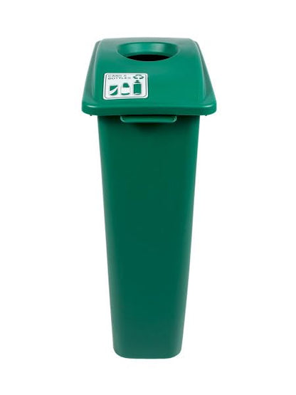 Waste Wise 23 Gallon Recycled HDPE Waste and Recycling Bin for Commercial Spaces - (Green, Cans & Bottles) - color: Green Cans Bottles