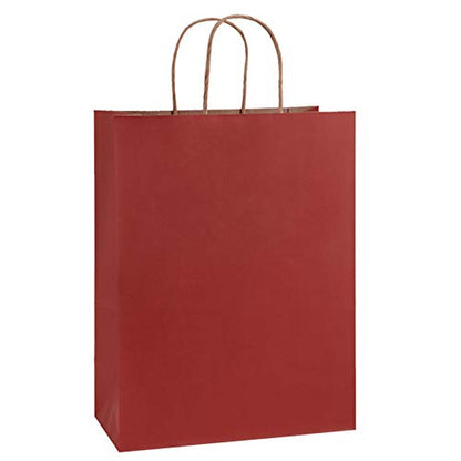 BagDream Kraft Paper Bags with Handles 10x5x13 Inch Red 50 Pack Bulk - color: Red