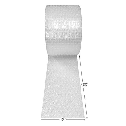 Amazon Basics Bubble Cushioning Wrap for Moving, Packing, Shipping and Storage, Heavy Duty Protection for Fragile Items, 12-inch x 100-foot Long Roll, Large 5/16", Clear - size: 12 inch x 100 ft