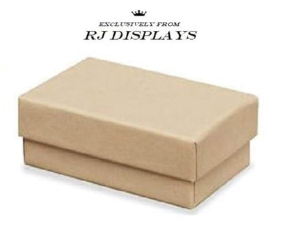 12 Pack Cotton Filled Kraft Brown Paper Cardboard Pendants, Earrings, Charms, Pocket watch Jewelry Gift and Retail Boxes 3 X 2 X 1 Inch #32 Size by R J Displays
