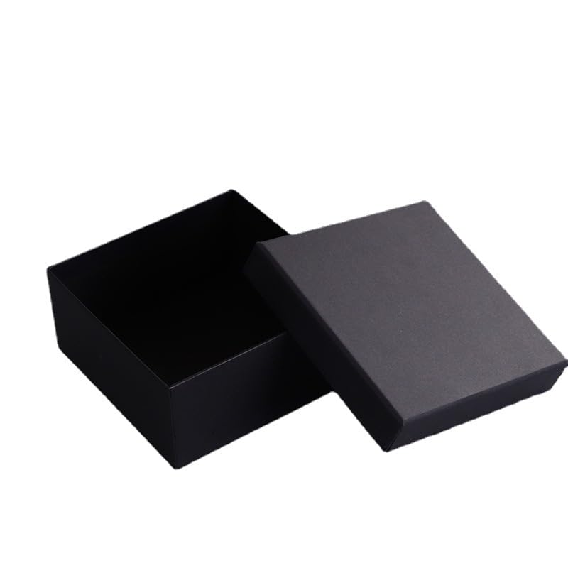 Black Square Kraft Jewelry Gift Box – Biodegradable Cardboard Storage Organizer for Necklace, Bracelet, Earrings – Wedding, Birthday, Christmas Gift Packaging