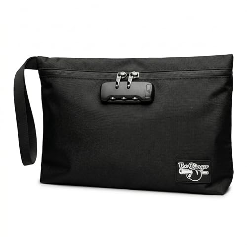 Secure Money Travel Bag with Zipper, Multiple Pockets and Combination Lock Close - color: Black