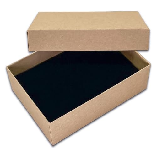 TheDisplayGuys 24-pack Cardboard Gift Boxes w. Velvet Jewelry Insert & Lids - color: Kraft Brown