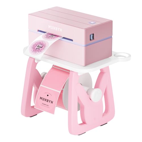 MUNBYN Label Holder for Rolls and Fanfold Labels - color: White and Pink
