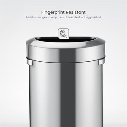 Home Zone Living 18 Gallon Commercial Trash Can with Removable Open Top Lid - color: Brushed Silver, size: D-Shaped