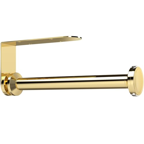 theaoo Paper Towel Holder Under Cabinet, One-Hand Tear, Wall Mount, Black - color: Gold