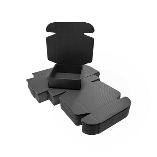 50 Pack 6x6x2 in Black Shipping Boxes - color: Black, size: 6x6x2 in