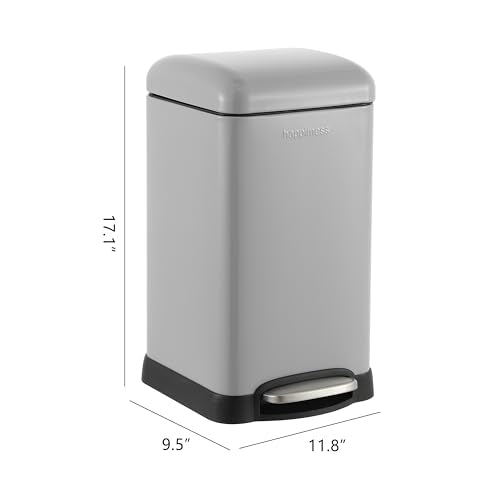 happimess Betty Retro Mini 3.2 Gal Step Trash Can, Gloss Gray - color: Fog Gray