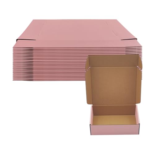 Pink Shipping Boxes 24 Pack 8x6x2 inches, Corrugated Cardboard Mailer Boxes - size: 8x6x2 Inch-24 Pack