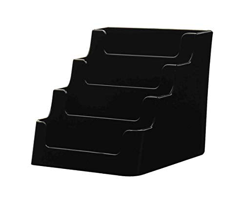 Marketing Holders 24 Pack Business Card Holder Four Tiered Four Pocket Black Acrylic for 3.5" x 2" Appointment Cards Cascading Counter Rewards Credit Membership or Discount Cards for Retailers - size: 4 Tier Black, style: 24 Pack