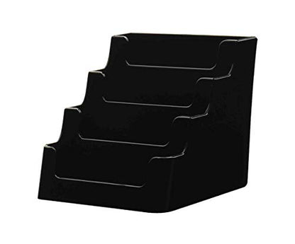 Marketing Holders 24 Pack Business Card Holder Four Tiered Four Pocket Black Acrylic for 3.5" x 2" Appointment Cards Cascading Counter Rewards Credit Membership or Discount Cards for Retailers - size: 4 Tier Black, style: 24 Pack