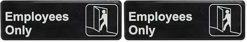 Thunder Group PLIS9304BK "Employee Only" Information Sign with Symbols, 9 by 3-Inch (Pack of 2) - size: 9" x 3" (Pack of 2)