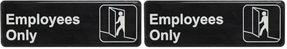 Thunder Group PLIS9304BK "Employee Only" Information Sign with Symbols, 9 by 3-Inch (Pack of 2) - size: 9" x 3" (Pack of 2)