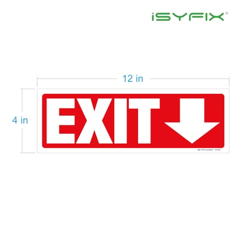 iSYFIX Exit Signs Stickers 6 Pack 12x4 Inch Directional Down Arrow - color: Sticker Down, size: 6 Pk 12x4