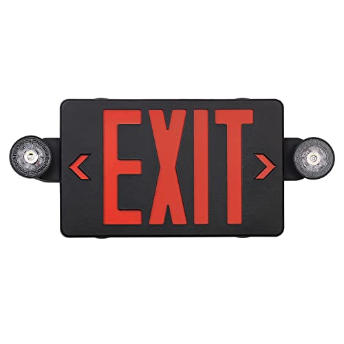 GZRUIYANG Black Housing Exit Sign with Emergency Lights Red, LED Emergency Exit Light with Battery Backup, UL 924 Certified, AC 120/277V, Commercial Emergency Lights Combo for Business - 1 Pack - color: Black Housing Red Letter, size: 1 Pack