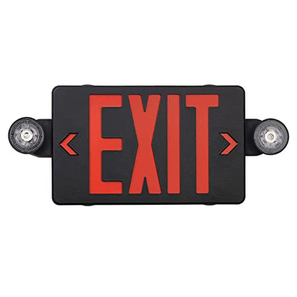 GZRUIYANG Black Housing Exit Sign with Emergency Lights Red, LED Emergency Exit Light with Battery Backup, UL 924 Certified, AC 120/277V, Commercial Emergency Lights Combo for Business - 1 Pack - color: Black Housing Red Letter, size: 1 Pack