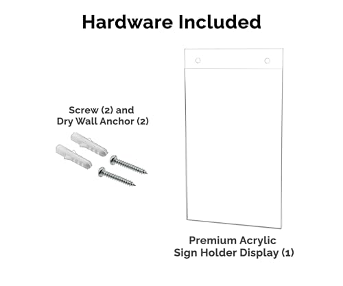 Wall Sign Holder for 5.5" x 8.5" Small Advertisements and Notices Clear Acrylic with Predrilled Holes and Hanging Hardware for Malls and Shopping Centers by Marketing Holders - size: 5.5"W x 8.5"H