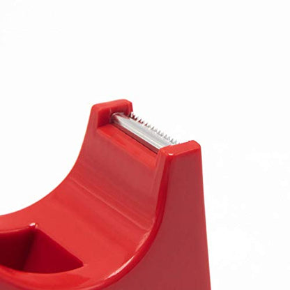 Desktop Tape Dispenser Adhesive Roll Holder (Fits 1" & 3" Core) with Weighted Nonskid Base (1Pack-Red) - color: 1pack-red