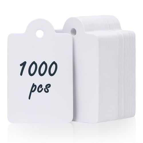 Uniclife 1000 Pcs Unstrung Price Tags for Clothes Writable White Clothing Tag Without String Small Blank Paper Tags for Labeling Hang Tag for Jewelry Retail Merchandise Marking Label, 1 2/5" x 0.9" - color: Circular - Arched