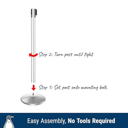 Commercial-Grade Stanchion 2-Pack by Visiontron – RETRACTA-Belt Prime (Model P100PS1) 10’ Retractable Belt Barrier - Heavy Base Crowd Control Barrier (Polished Stainless Steel w/Caution Belt) - color: Polished Stainless STL w/Caution Do Not Enter Belt