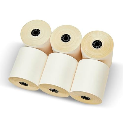 3" X 95' Two Ply Carbonless Rolls Compatible with Most Restaurant Kitchen Printers. (White/Canary - Pack of 50) - size: 3" x 95' 2-Ply W/Y