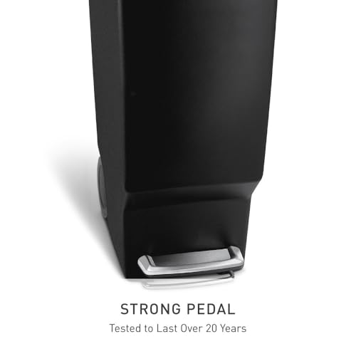 simplehuman 40 Liter / 10.6 Gallon Slim Kitchen Step Trash Can With Secure Slide Lock, Black Plastic - color: Black