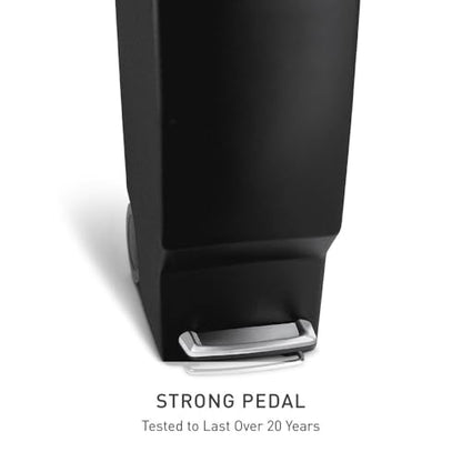 simplehuman 40 Liter / 10.6 Gallon Slim Kitchen Step Trash Can With Secure Slide Lock, Black Plastic - color: Black