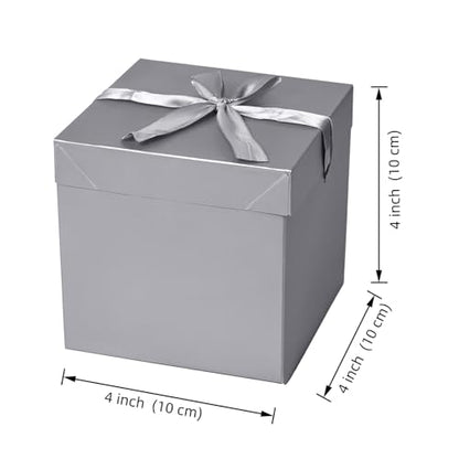 Gift Box with Lid & Ribbon for present, 12pcs, Silver, 4"×4"×4" - color: Silver, size: 4 x 4 x 4 Inch