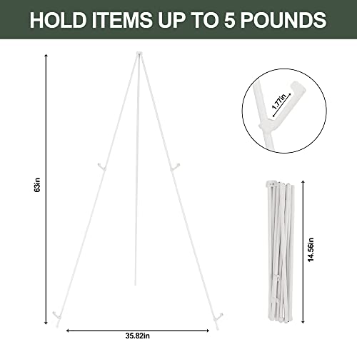 DANMO Easel Stand for Wedding Sign Poster 63'' Instant Display Floor Adjustable Metal Art Easel White - style: White