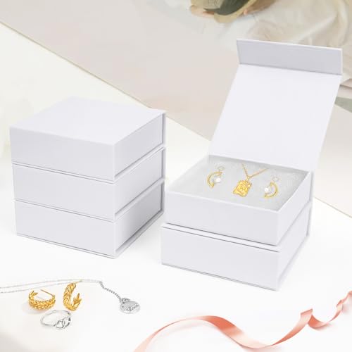 Jewelry Gift Boxes, 20 Pack 3.5x3.5x1.18 inch Small Jewelry Boxes, Small Gift Box for Necklaces Bracelet Earring Ring Gift packaging(White) - color: White