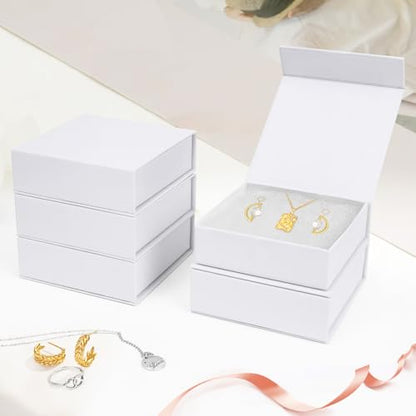 Jewelry Gift Boxes, 20 Pack 3.5x3.5x1.18 inch Small Jewelry Boxes, Small Gift Box for Necklaces Bracelet Earring Ring Gift packaging(White) - color: White