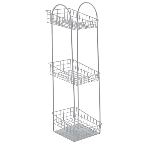 HUBERT Silver Wire 3-Tier Basket Stand - 6" L x 7 3/4" W x 24 1/4" H