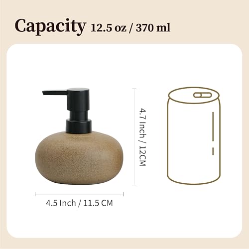 10oz Ceramic Hand Soap Dispenser, Elegant Liquid Soap Dispenser for Bathroom Countertop, Heavy & Sturdy Dish Soap Dispenser for Kitchen (Brown) - color: Brown