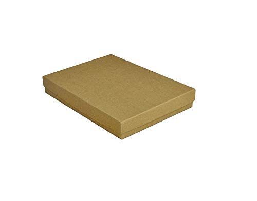 RJ Displays -25 Pack Cotton Filled Brown Kraft Paper Cardboard Large Jewelry Box for Necklace, Jewelry Set, Belt Buckle, Bracelets Display and Packaging Size-5 3/8" x 3 7/8" x 1" - color: Brown