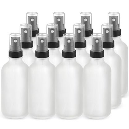 12-Pack 4 Oz Glass Spray Bottles with Lids,Empty Refillable Perfume Fine Mist Atomizer,Leak-Proof Travel Liquid Holder Containers for Cologne,Essential Oils,Room Sprays,Cleaning Solutions