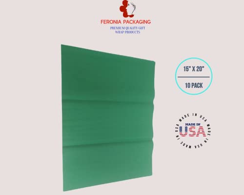 Festive Green Tissue Paper Squares, Bulk 10 Sheets, Premium Gift Wrap and Art Supplies for Birthdays, Holidays, or Presents by Feronia packaging, Large 15 Inch x 20 Inch Made in USA - color: FestiveGreen