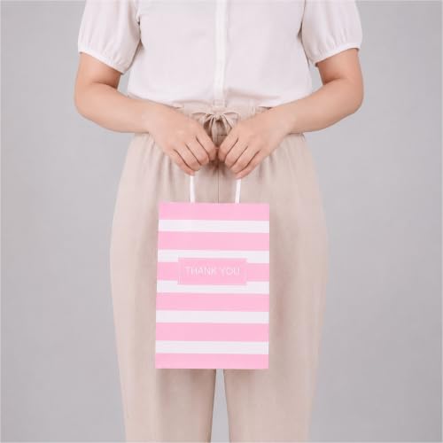 Small Gift Bags with Handles,50pcs Kraft Paper Bags,Thank You,Pink - color: Pink Thank You