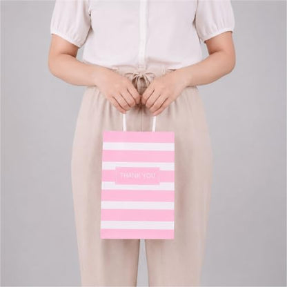Small Gift Bags with Handles,50pcs Kraft Paper Bags,Thank You,Pink - color: Pink Thank You