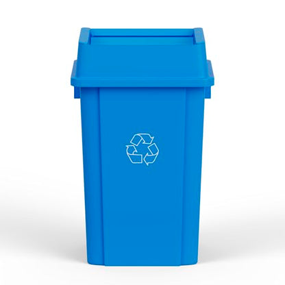 19 Gallon Blue Square Commercial Trash Garbage Can with Lid | Outdoor Office Restaurant School Kitchen - color: Blue, size: 19 Gallon, style: Trash Can with Lid