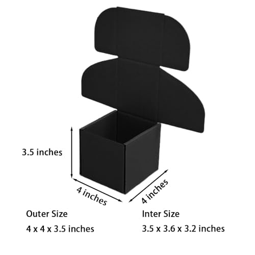 30 Pack 4x4x3.5 in Black Shipping Boxes - color: Black, size: 4x4x3.5 in