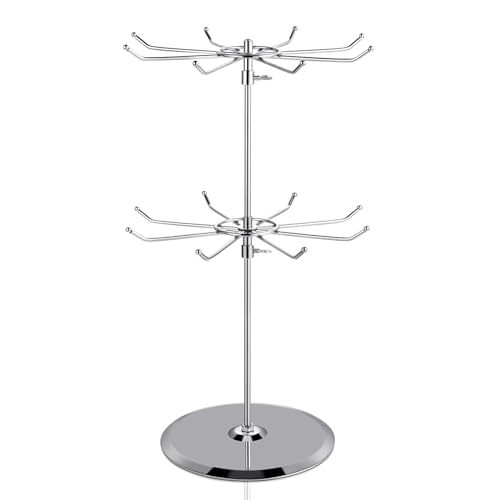 Polmart Medium Duty Tier Heights Adjustable Countertop Spinner Display Stand (Silver, 2-Tier)