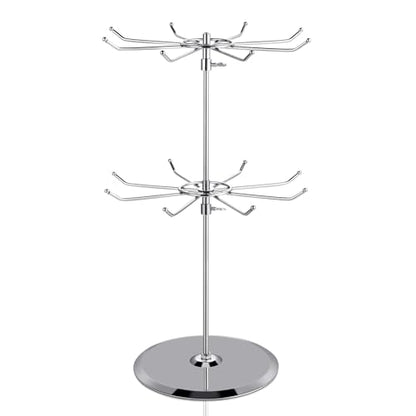 Polmart Medium Duty Tier Heights Adjustable Countertop Spinner Display Stand (Silver, 2-Tier)