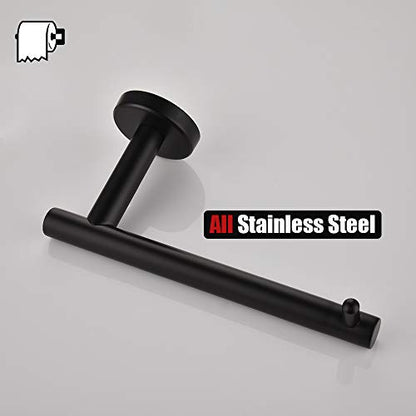 JQK Black Toilet Paper Holder, 5 Inch 304 Stainless Steel Thick 0.8mm Tissue Paper Dispenser, Matte Black Wall Mount 2 Pack, TPH100-PB-P2 - color: Black, size: Bar(2 Pack)