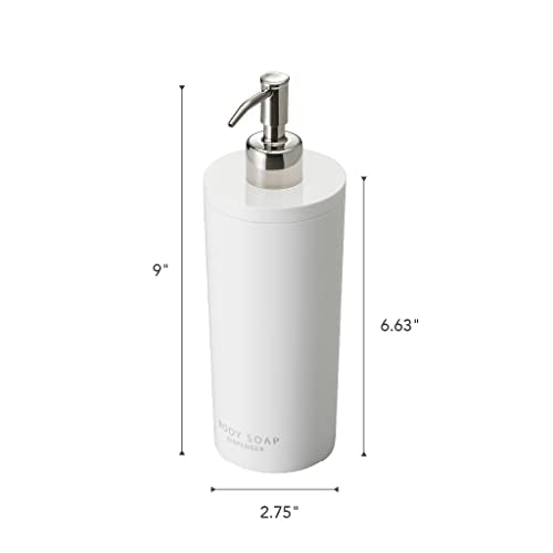 Yamazaki Home Tower Shower Dispenser - Contemporary Bottle Pump - Body Soap - Abs Plastic - 16.9 Fluid Oz., 500 Ml - color: White, style: Body Soap