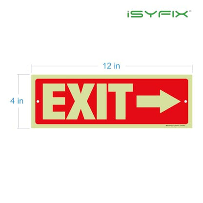 iSYFIX Exit Signs with Directional Right Arrow, 2 Pack, 12x4 Inch - color: Plastic Right Glow, size: 2 Pk 12x4