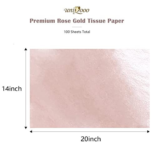 UNIQOOO 100 Sheets 20X14 Premium Metallic Rose Gold Champagne Gold Tissue Gift Wrap Paper Bulk Recyclable Gift Wrapping Accessory - Perfect for Small Gift Bags, Wedding, Party, DIY Craft - color: Champagne Rose Gold, style: 20x14 Inch (Pack of 100)