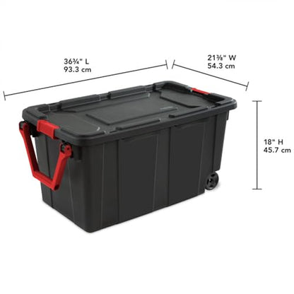 Sterilite Industrial Storage Tote w/Wheels for Garage, 40 Gallon, 4-Pack