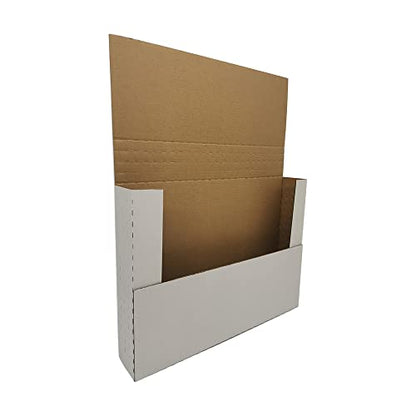 50 Pack 11.125x8.625x2'' Easy-Fold Corrugated Mailers, Height adjustable Small Shipping Boxes for Packaging Mailing comic books magazine, white (W1182E50) - size: 11.125x8.625x2''